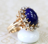 Blue Lapis & Diamond Ring ~ VINTAGE