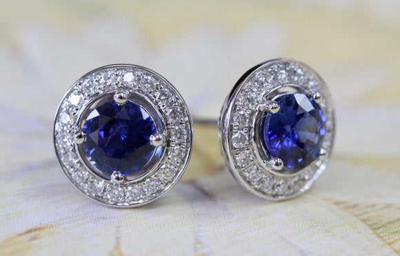 Ceylon Sapphire & Diamond Earrings