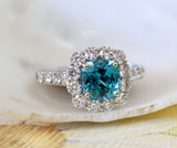 Blue Zircon Ring with Diamonds ~ VIBRANT