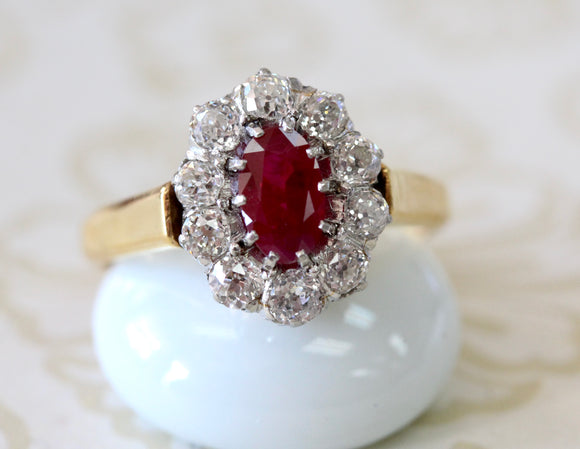 Ruby & Diamond Ring ~ Two - Tone Gold