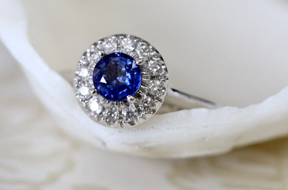 Sapphire with Diamond Surround Ring