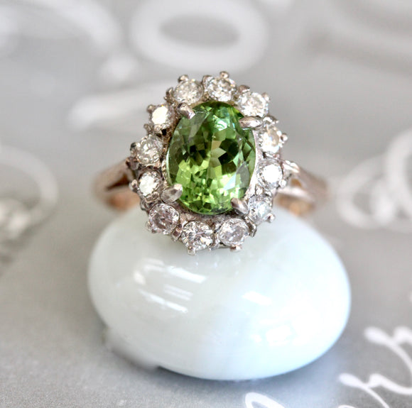 Green Tourmaline & Diamond Ring ~ Circa 1910