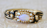 Opal & Diamond Bangle Bracelet ~ ANTIQUE