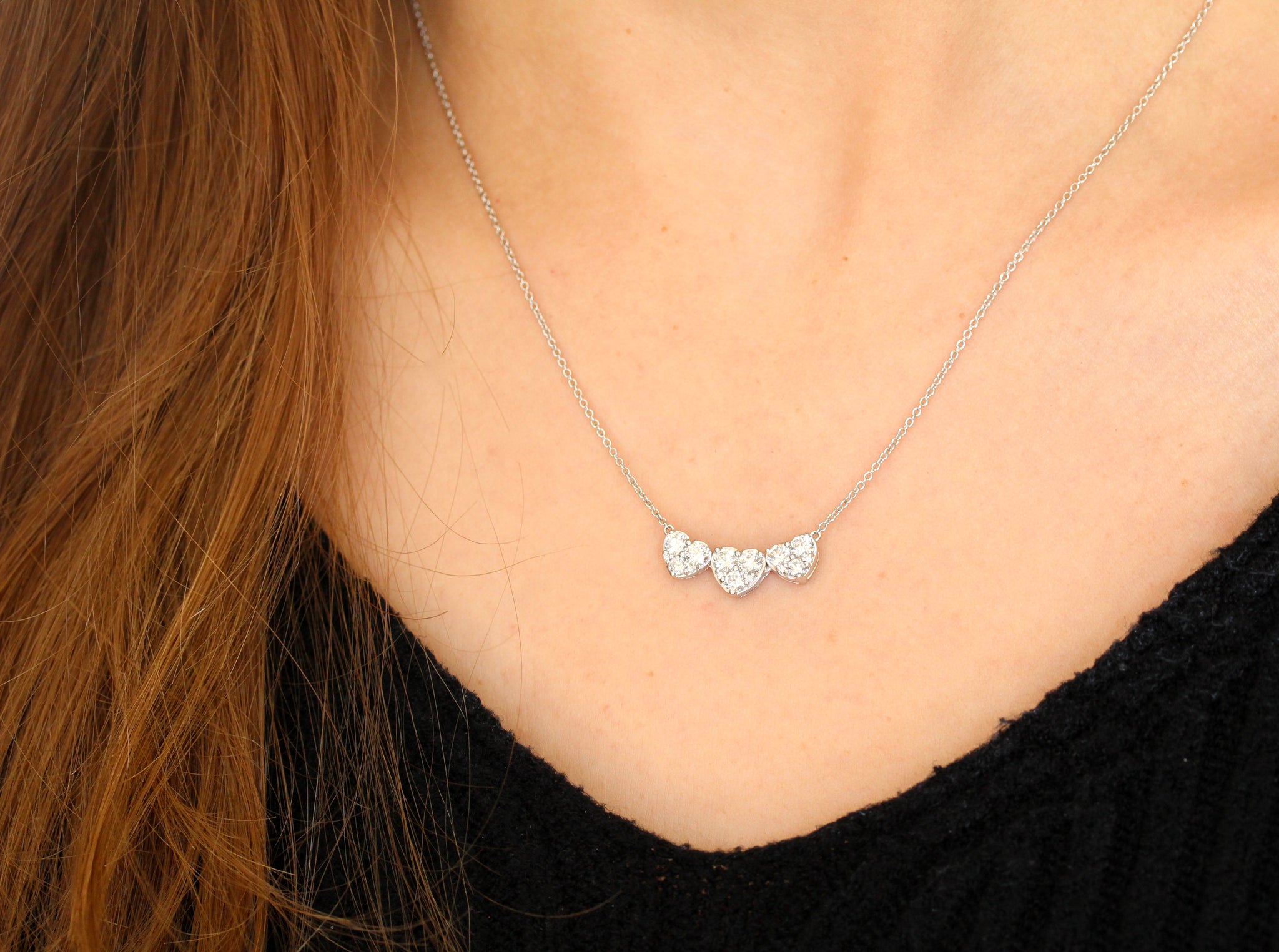 Three heart diamond necklace Clearance