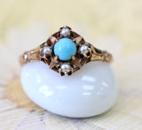 Turquoise & Pearl Ring ~ VICTORIAN