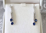Sparkling ~ Diamond & Sapphire Drop Earrings
