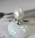 Pearl Ring with Diamond Accents