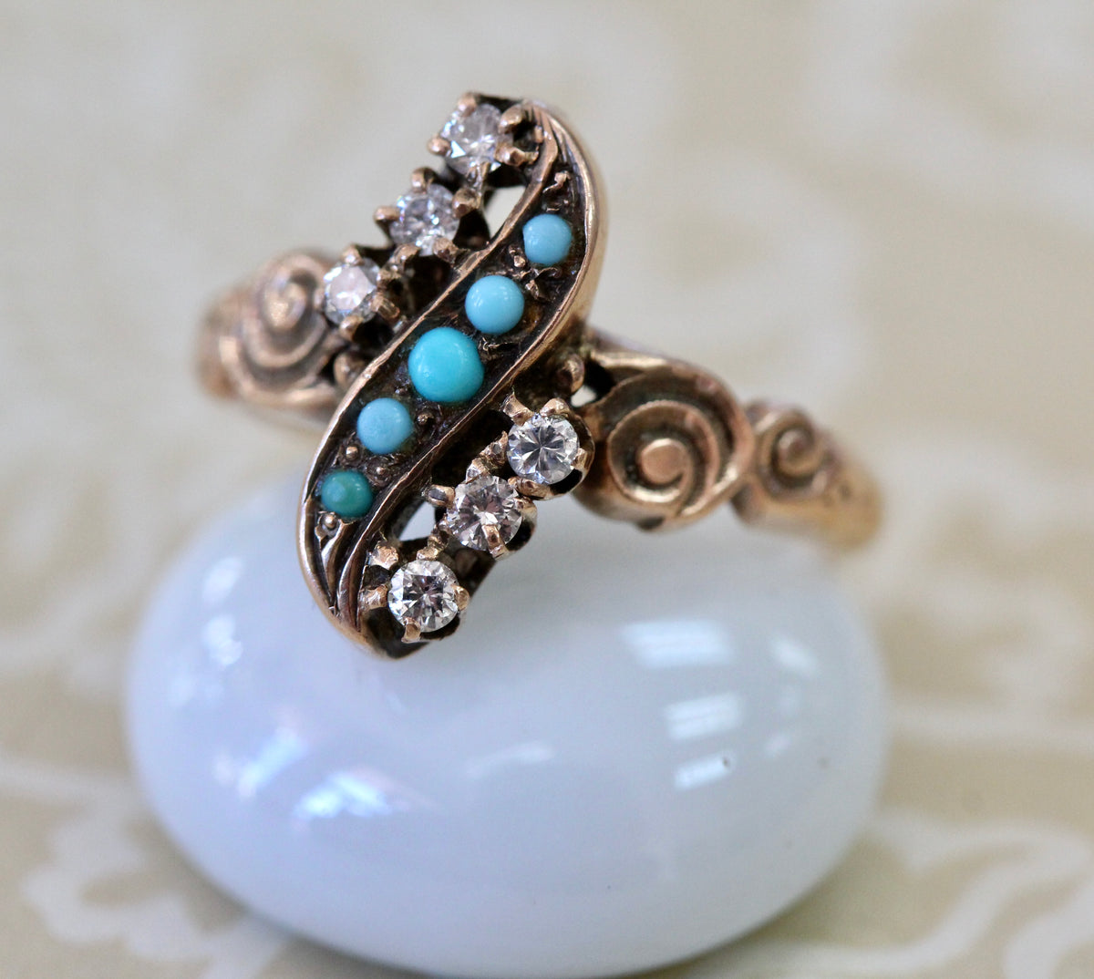 Turquoise & Diamond Ring ~ Circa 1885 – Fancy Flea Antiques