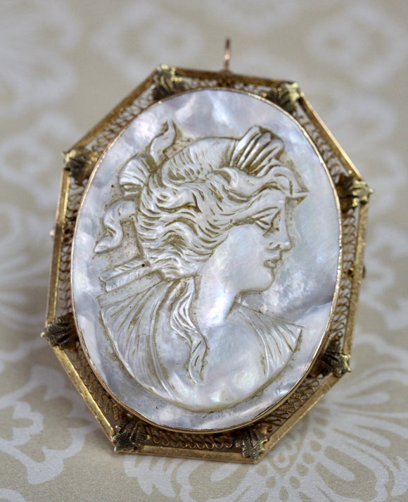 Mother of Pearl Pendant & Pin ~ ANTIQUE