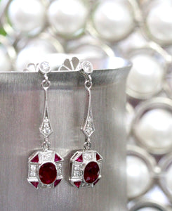 Ruby & Diamond Drop Earrings