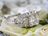 Diamond Platinum Engagement Ring ~ ANTIQUE