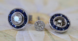 Diamond stud earrings with Sapphire Jackets ~ Two ways to wear