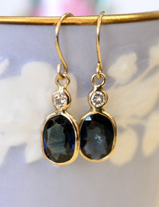 Sapphire & Diamond Earrings ~ DAINTY