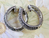 Sterling Silver & Marcasite Hoop Earrings