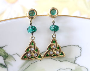 Emerald & Diamond Celtic Knot Earrings