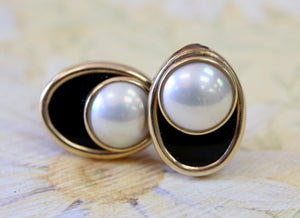 Onyx & Mabe Pearl Earrings