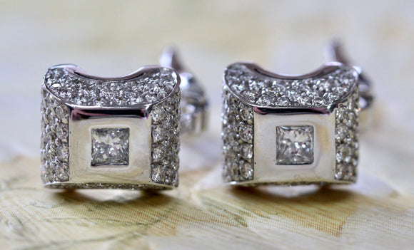 Square Center Diamond Earrings ~ Contemporary