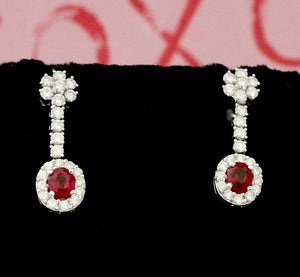 Ruby & Diamond Drop Style Earrings