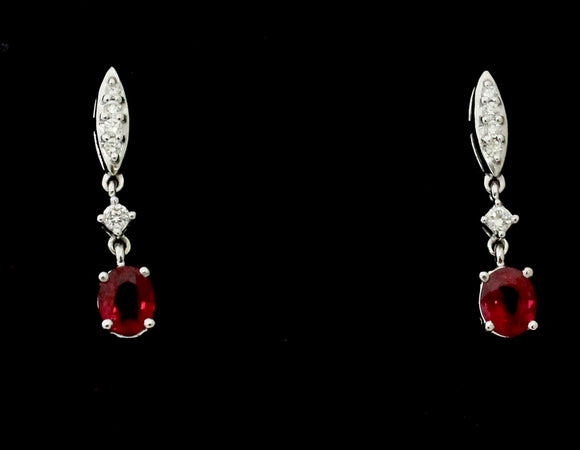 Sweet ~ Diamond & Ruby Drop Earrings