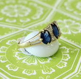 Estate ~ Eye Catching Oval Sapphire & Diamond Ring
