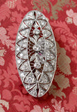 Magnificent ~ Platinum & Diamond Filigree Marquee Shaped Pin