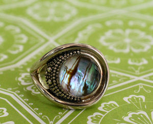 CHIC & EDGY ~ Sterling Abalone Ring