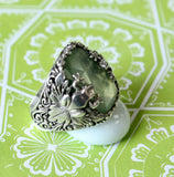 Funky ~ Sterling Silver & Labradorite Ring with frog designs ~ Fun
