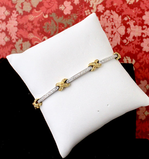 Sleek & Distinctive ~ Diamond with gold accents bracelet