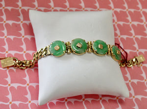Colorful ~Jade Medallion and Gold Link Bracelet
