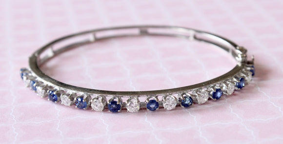 Elegant ~ Sapphire & Diamond Bangle Bracelet