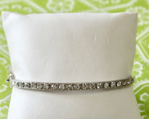 Art Deco Platinum Diamond Sapphire Bracelet | Crisnotti Jewels