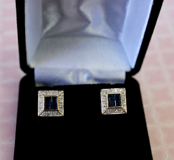Sapphire & Diamond Stud Earrings