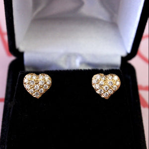 Romantic ~ Heart Shaped Diamond Stud Earrings