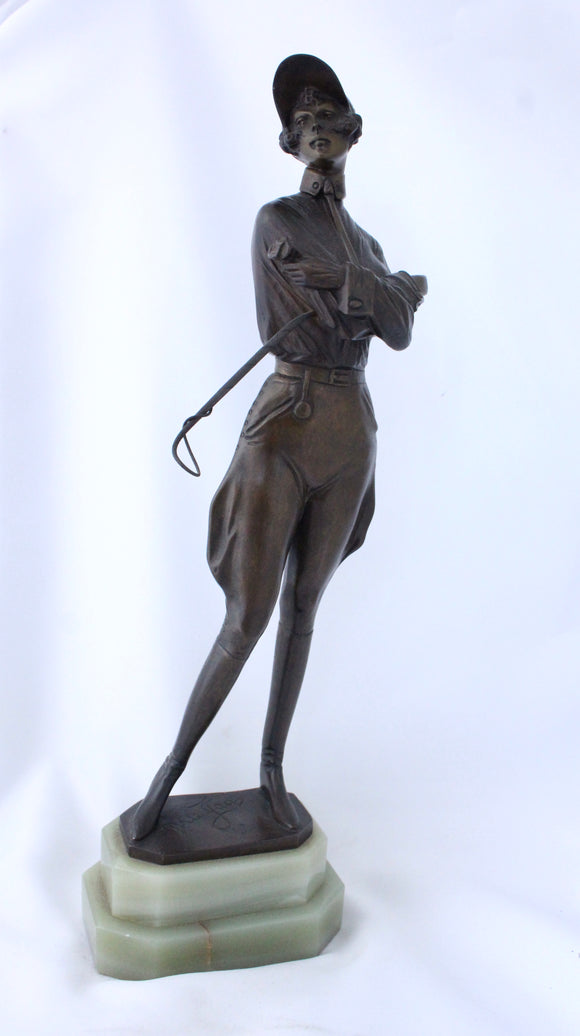 Bronze Statue by Austrian Artist Bruno Zach of a Horsewoman, circa 1925