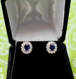 Sparkling ~ Oval Sapphire & Diamond Earrings