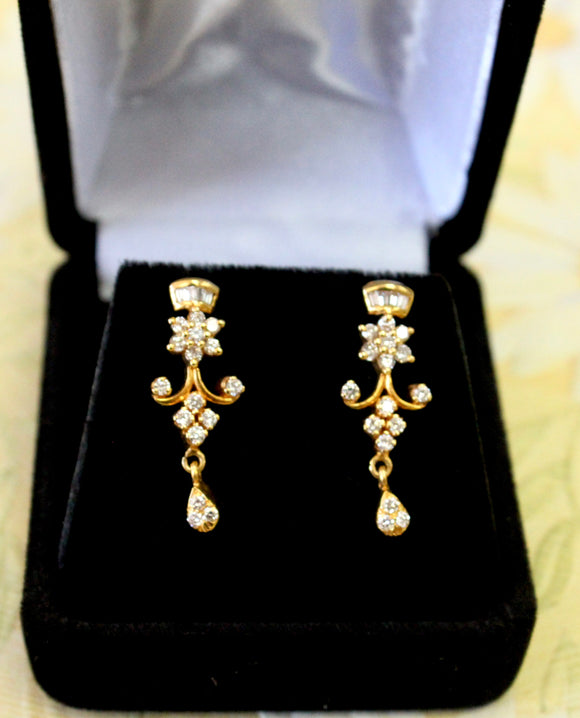 Sophisticated ~  Diamond Earrings with Baguette & Round Diamonds