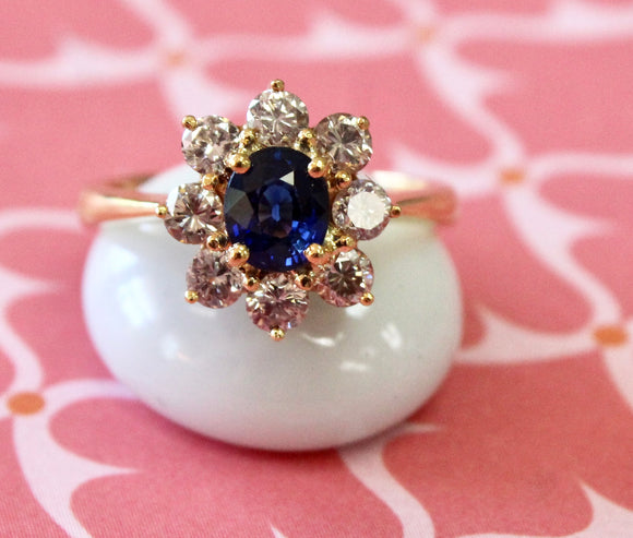 Sparkling ~ Oval Center Sapphire & Diamond Ring