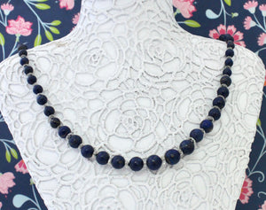 Antique ~ Lapis Necklace with Crystal Rondelle Beads