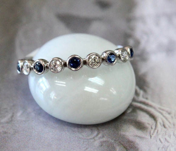 Charming ~ Bezel Set Sapphire & Diamond Ring