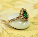 Delicate yet Bold ~ Oval Emerald & Diamond Ring