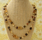 Colorful & Lightweight ~ Citrine Necklace with carved beads
