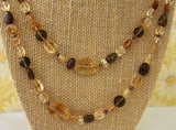 Colorful & Lightweight ~ Citrine Necklace with carved beads