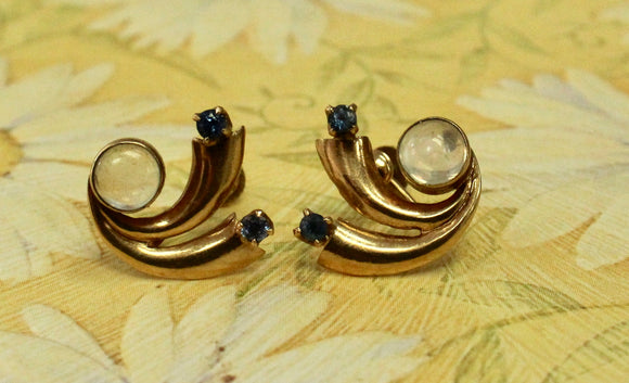 Pretty ~ Moonstone and Sapphire Earrings