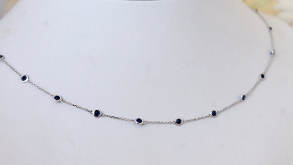 Flirty ~ Sapphire Necklace with adjustable lengths, white gold