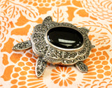 Sterling, Onyx & Marcasite Turtle Pin