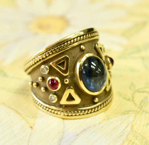 Wide Cabochon Sapphire Ring