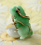 Interesting & Fun ~ Jade Stone ring with snake design