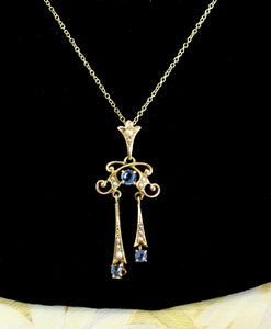 Elegant & Unique ~ Victorian Sapphire with Seed Pearl Necklace