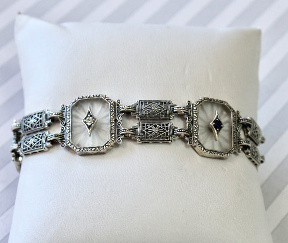 Detailed ~ Sterling Crystal & Diamond Bracelet