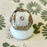 Delightful ~ Crystal and Diamond Ring, Circa 1910